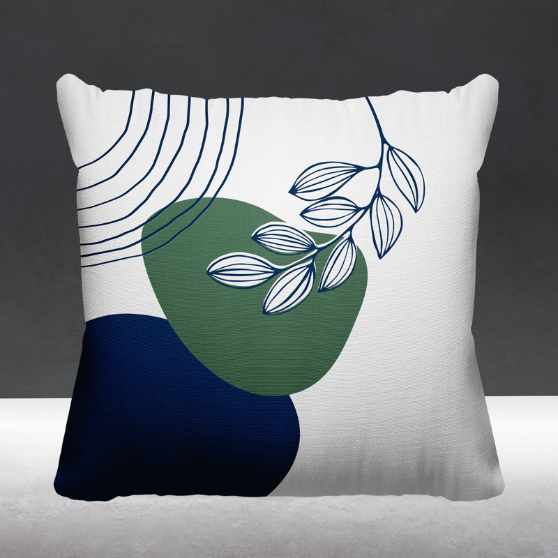 Coussin intérieur / extérieur Lupita, L 19 po x H 19 po, Émeraude / bleu marine