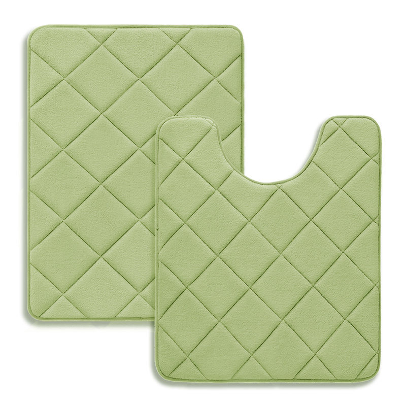 Tapis de bain avec mousse à mémoire de forme antidérapante (ensemble de 2), Vert