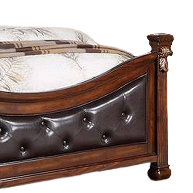 Lit plateforme tapissier Spigner, Grand, Brun / gris