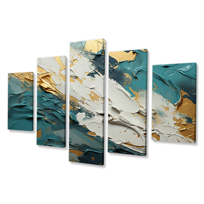 Llanas - Formes abstraites, art mural, salon - 5 panneaux