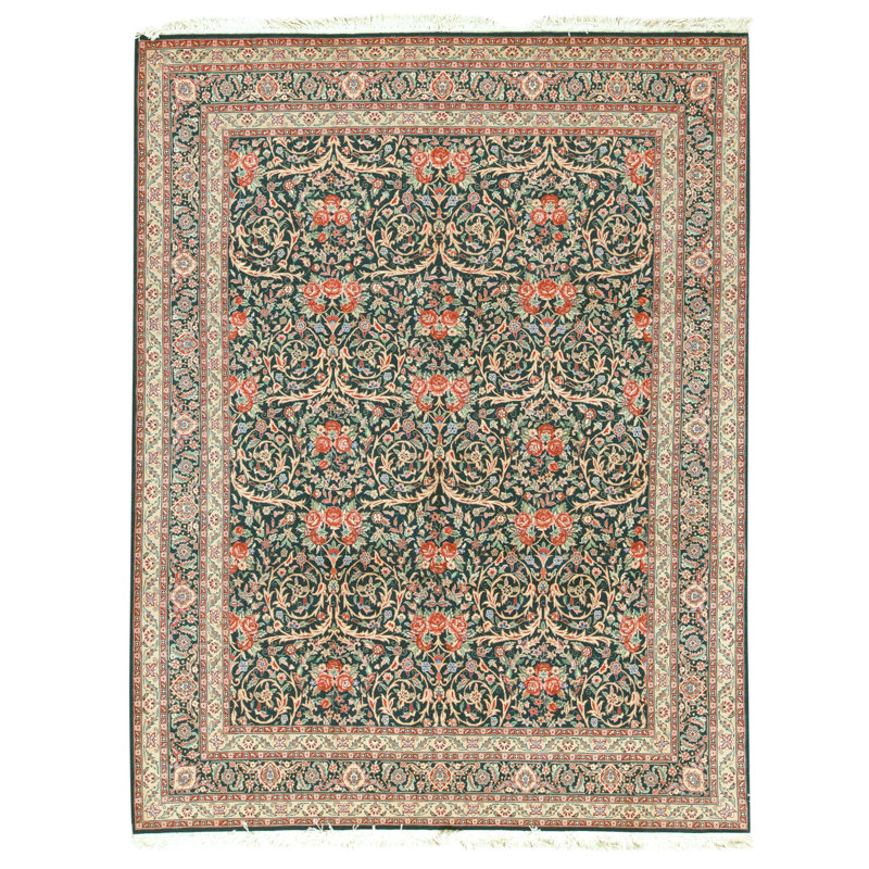 Tapis vert noué à la main de haute qualité
