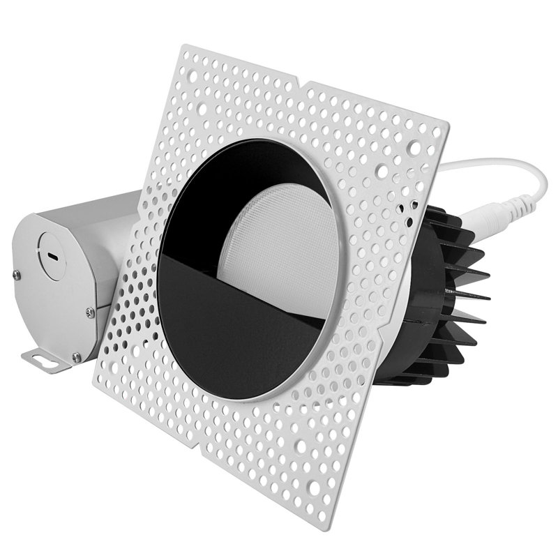 Projecteur encastré sans cadre à DEL de 4 pouces avec remplacement de garniture murale noire 25W, 2000LM, 5CCT, à intensité variable, CRI90, ETL, blanc + noir LUXRITE
