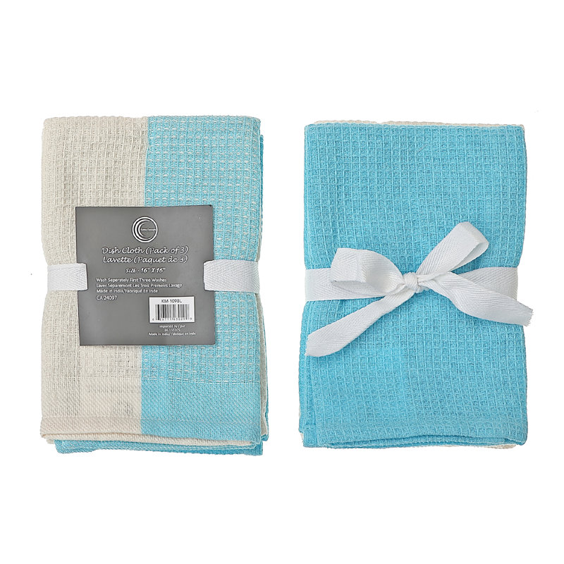 Cotton Waffle Kitchen Towel Linen Set, Blue