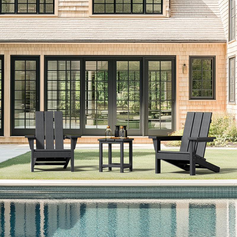 Combinaison de chaise et de table Adirondack pour deux personnes, Noir, noir, noir, noir