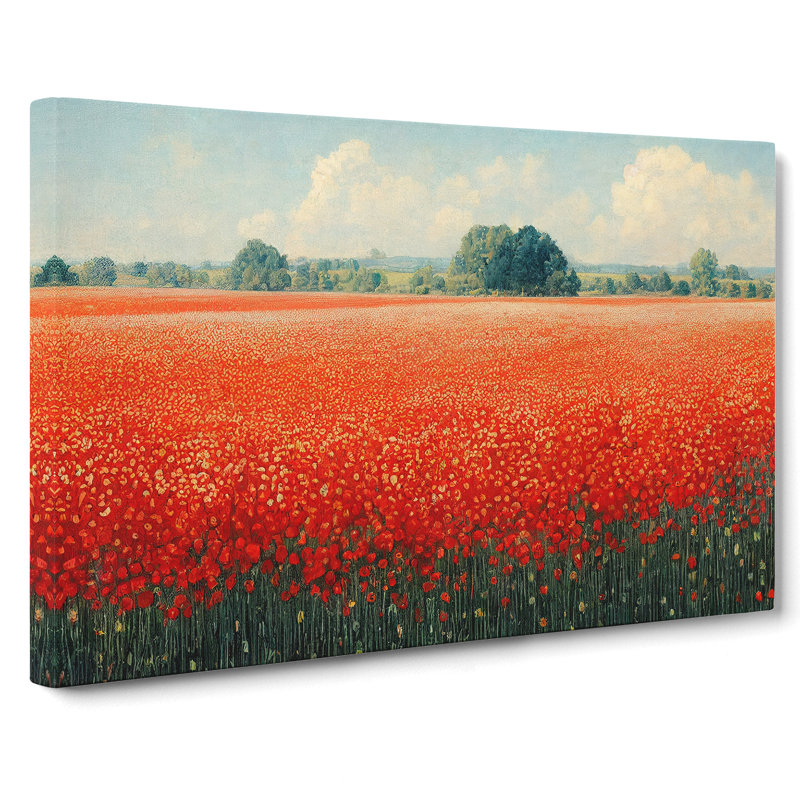 Super Poppy Field Flowers - Wrapped Canvas Painting