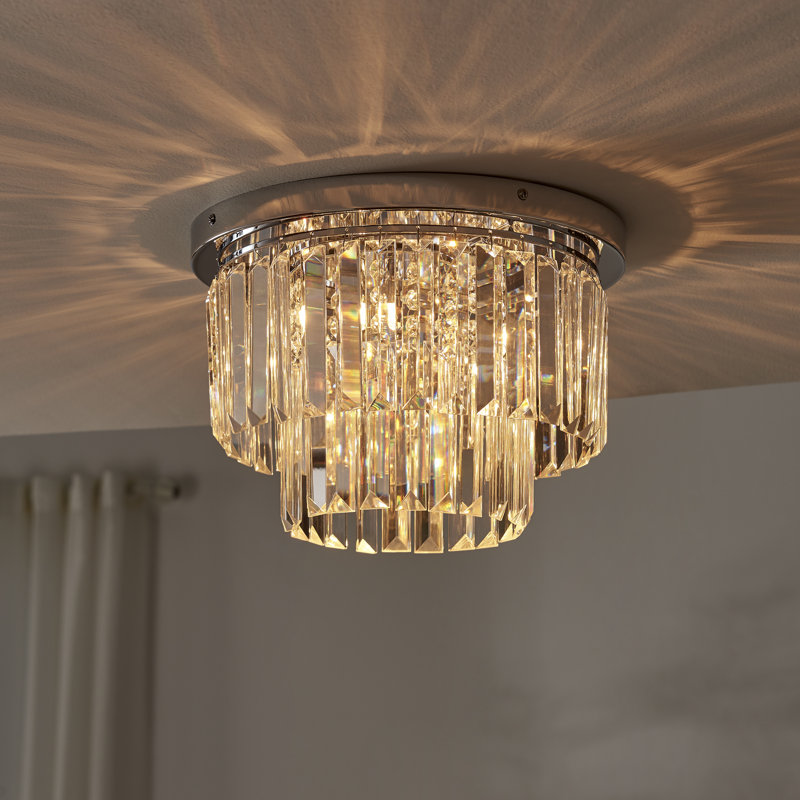 Bella Flush Acrylic Crystal Chandelier Drop Ceiling Light - Modern Glam Style