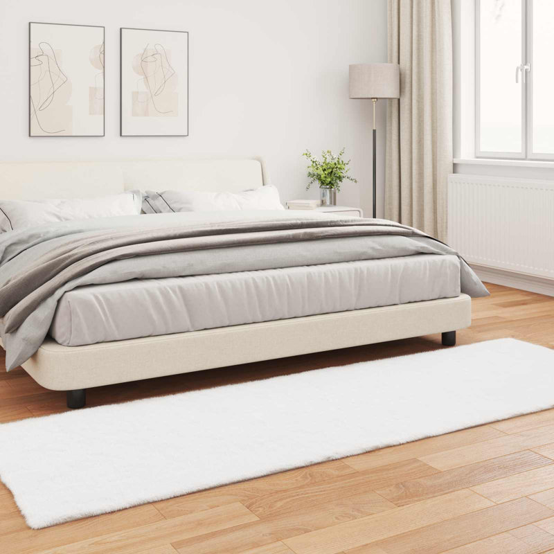  Faux Rabbit Fur Rug Olite Polyester, White, Square 200 cm
