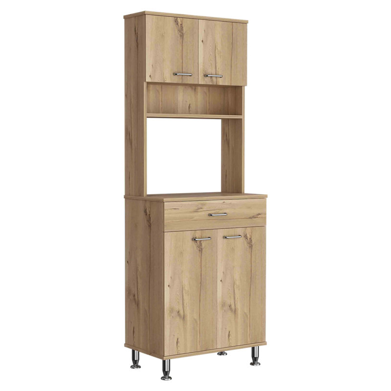 60 Kitchen Pantry with Countertop, Closed & Open Storage -Light Oak