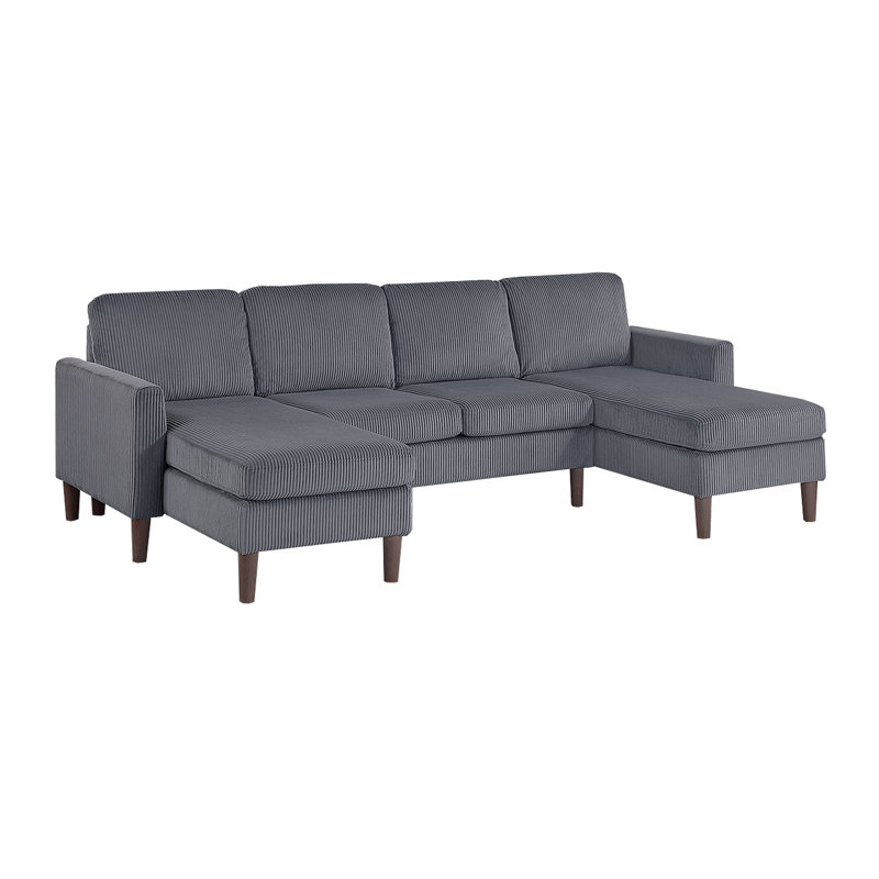 3-Piece Sectional Set, Gray Corduroy