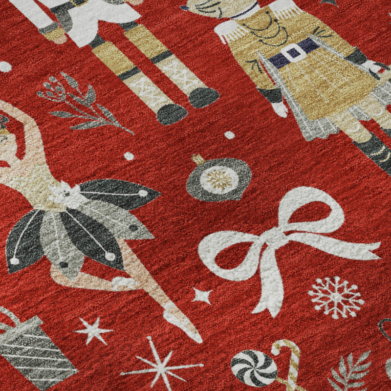 Tapis de Noël de qualité supérieure lavable à la machine Mayfield AMF1827, Rond 8 pi
