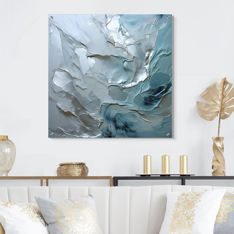 Décoration murale argentée «Silver Shimmer» - paysages abstraits, H 36 po x l 36 po