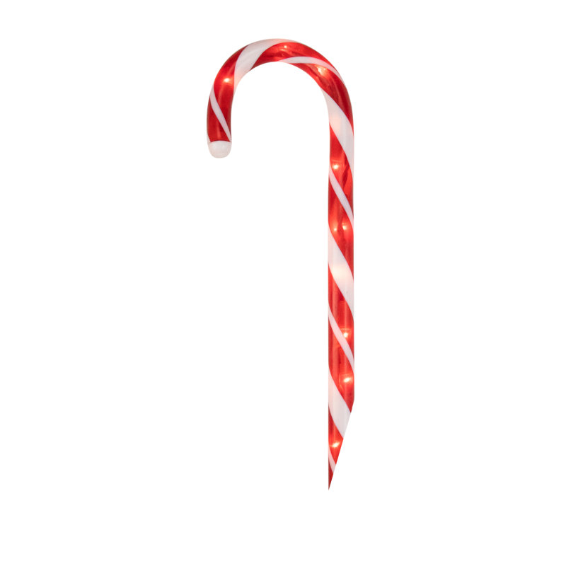 Festive Red and White Lighted Candy Cane Pathway Markers Set of 10