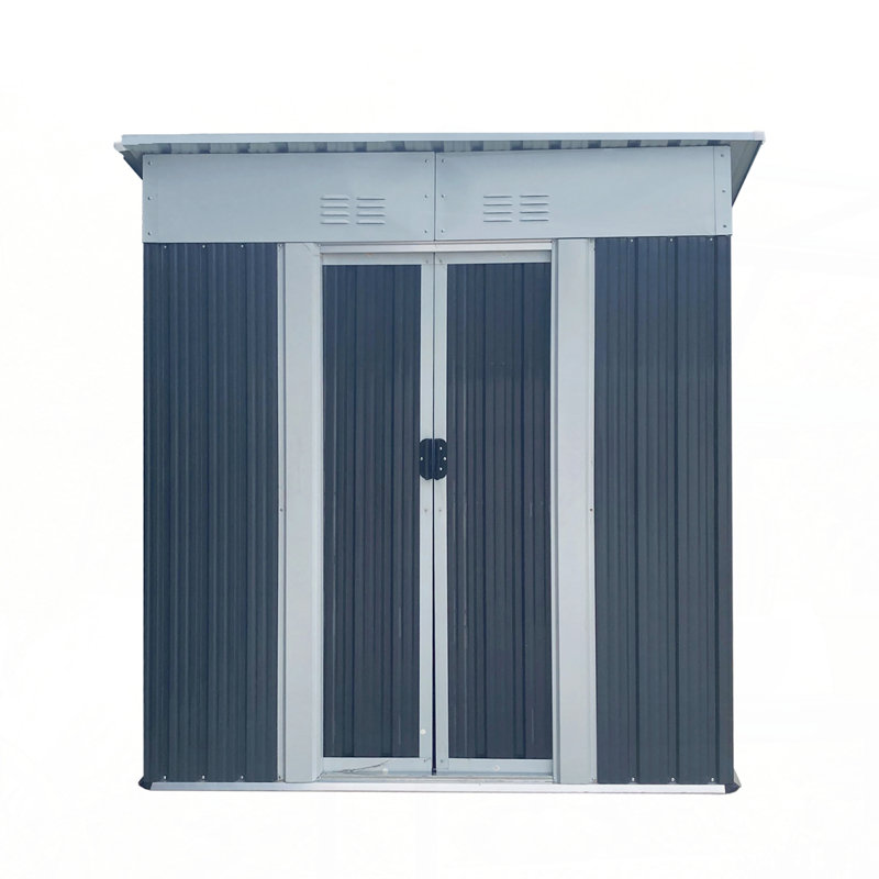5FTx3FT Pent Roof Grey Outdoor Tool Bike Storage Garden Shed With Aluminum Alloy Frame And Sliding Door, Gray