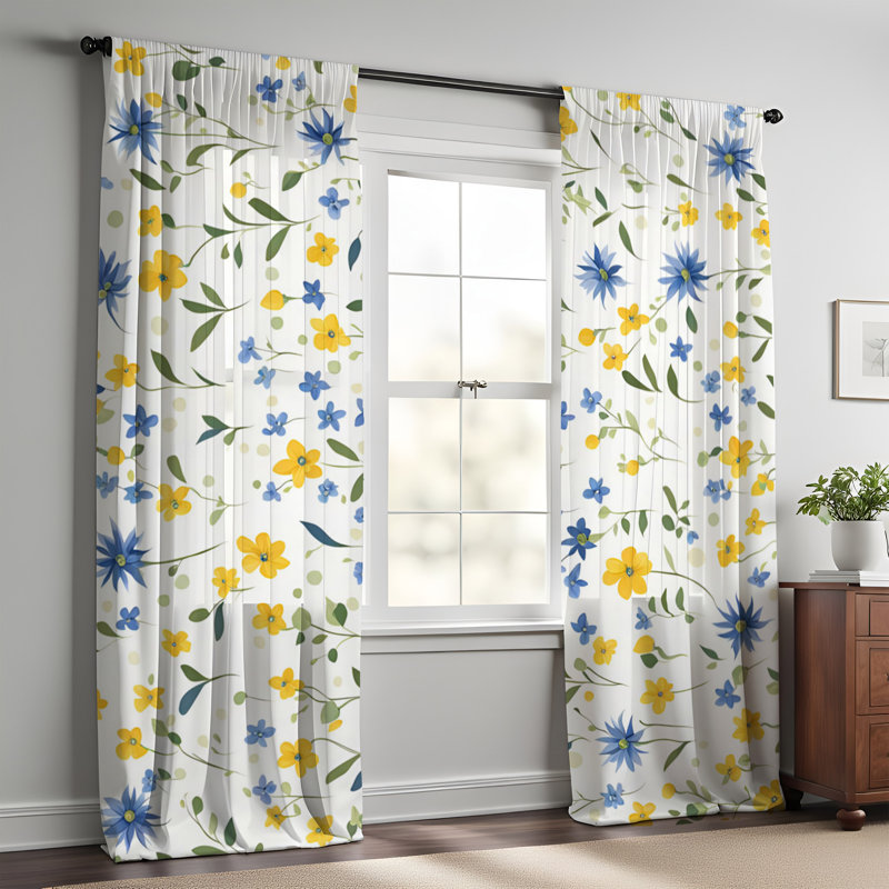 Paire de rideaux semi-transparents en polyester Shamont, L 56 po x L 78 po