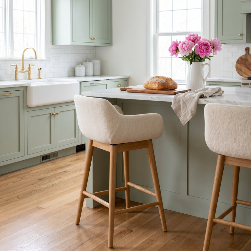Bahari Upholstered Swivel Stool, Counter Stool (26.50” Seat Height)