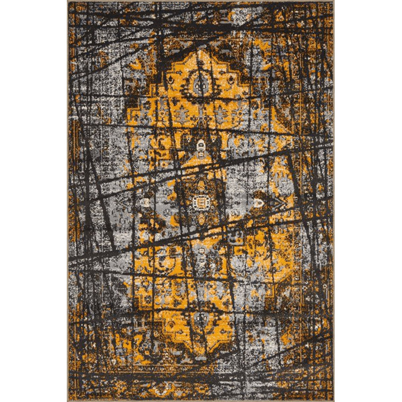 Tapis jaune lavable à rayures, Tapis de couloir 2 pi 6 po x 9 pi 10 po inclus
