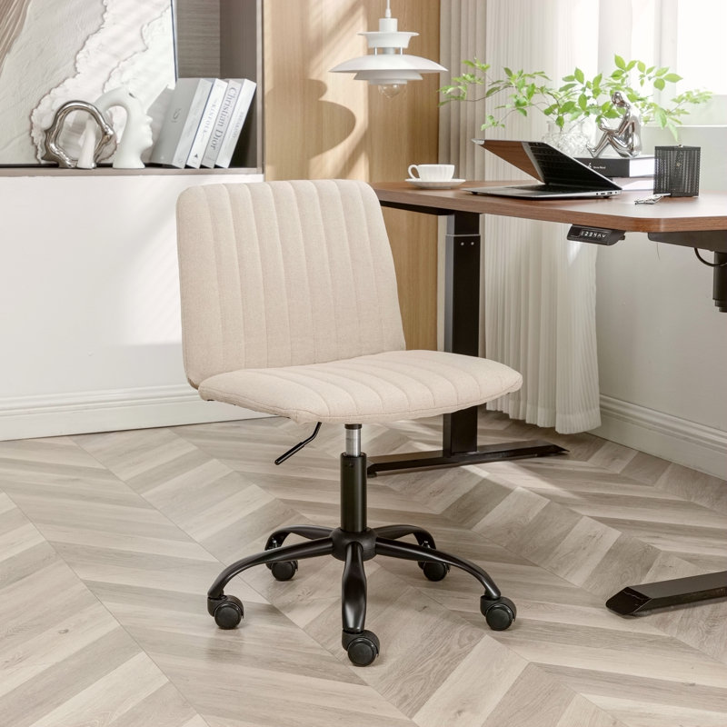 Chaise de bureau pivotante en tissu, Beige