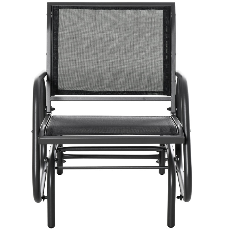Fauteuil oscillant de véranda, balancelle en métal avec tissu maillé respirant, accoudoirs courbés et structure en acier pour le jardin, la piscine, la cour arrière, le balcon