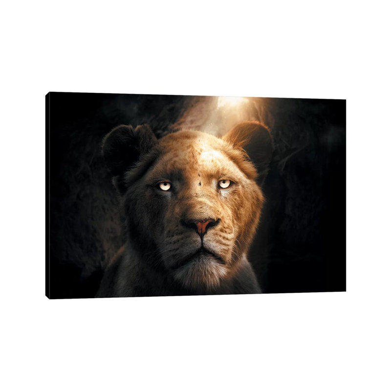 The Lion In The Cave by Zenja Gammer - Print on Canvas, Wrapped Canvas, 66.04 cm H x 45.72 cm W x 1.91 cm D