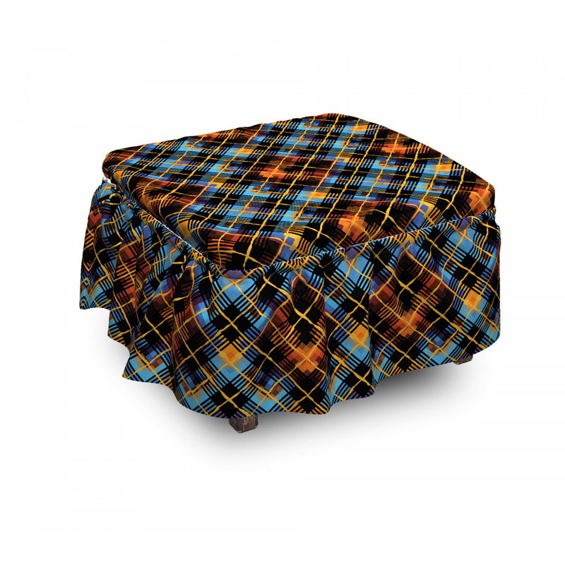 Housse pour repose-pieds géométrique tartan