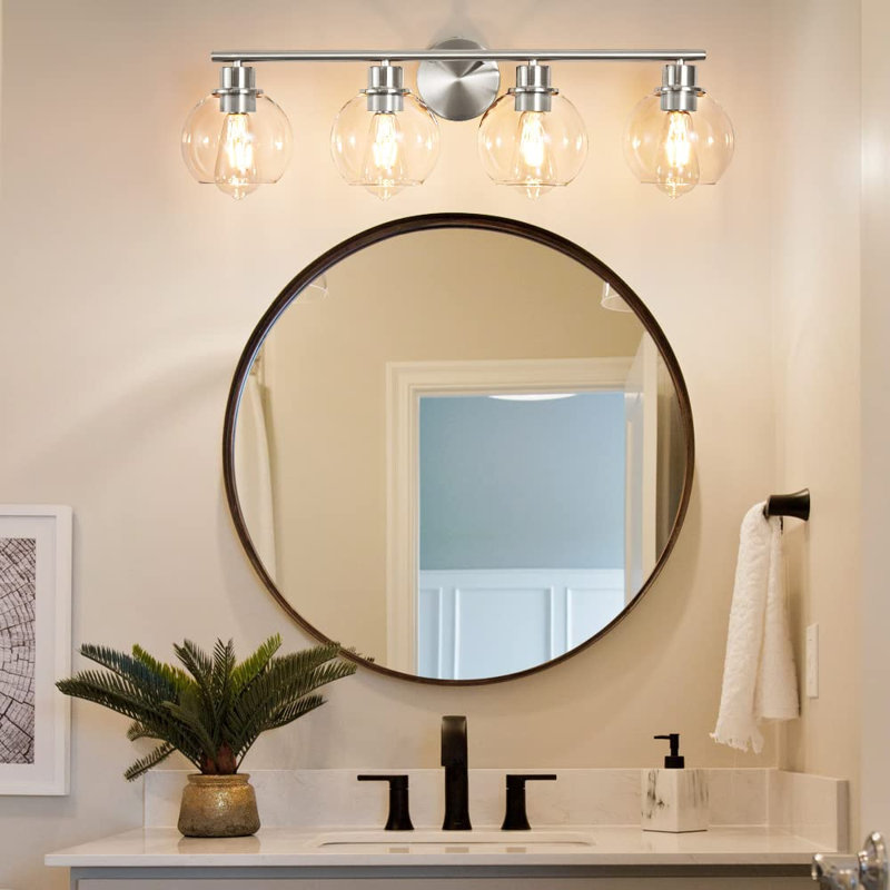 Aanay Dimmable Bathroom Vanity Light, 4, Nickel