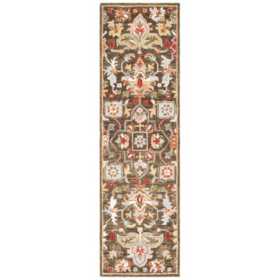 Tapis oriental brun en laine / coton touffeté à la main Felsenthal