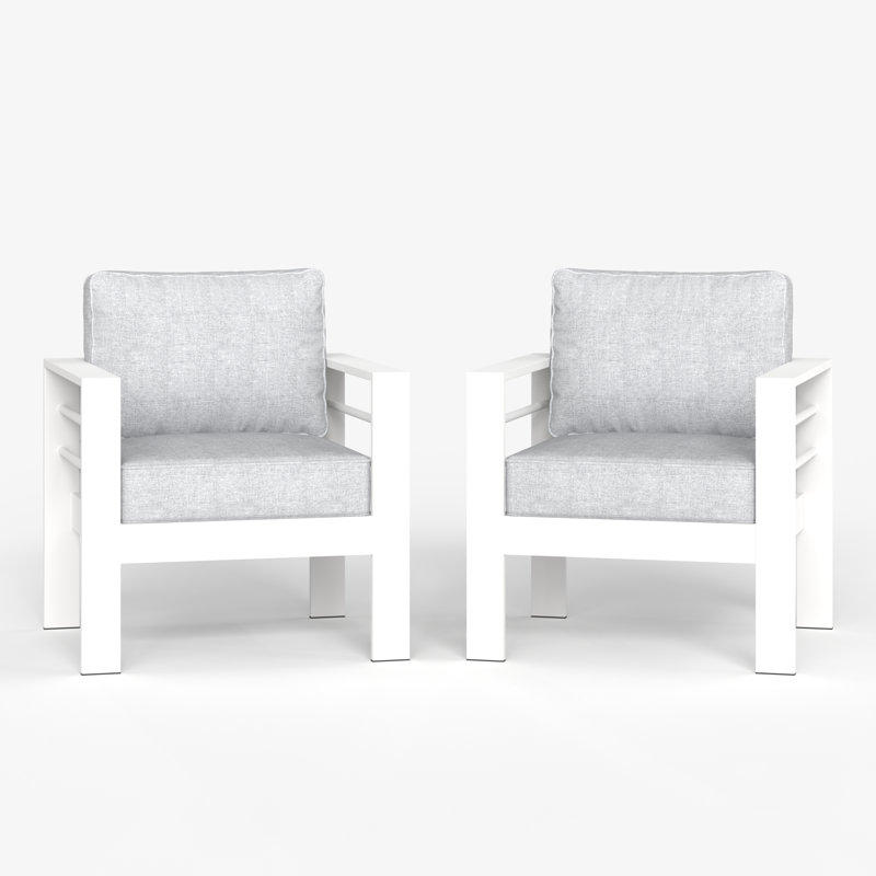 Chaise de terrasse avec coussins Alturas, Blanc