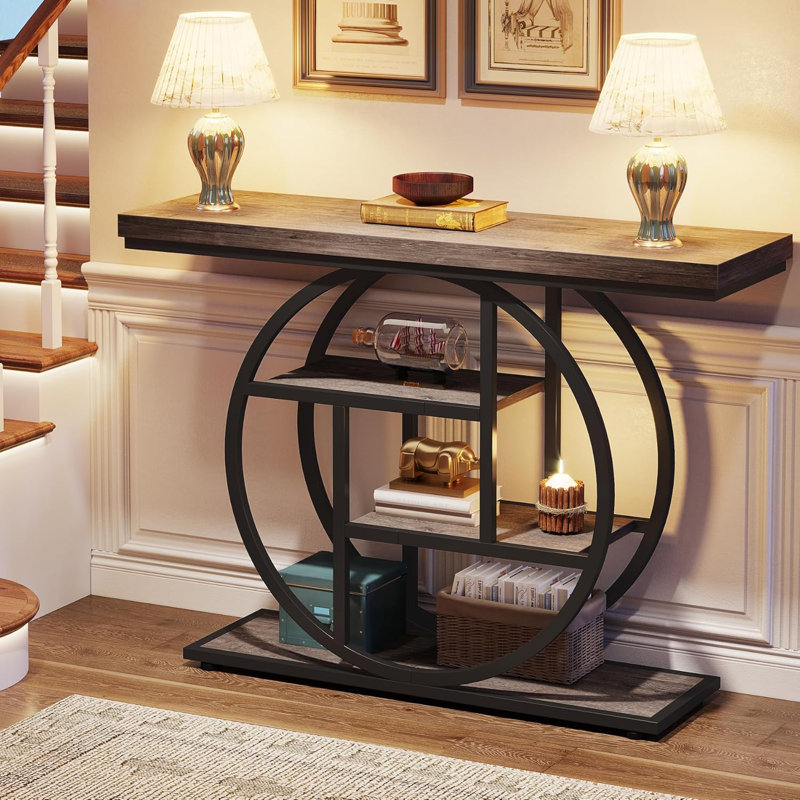 Nazirah 41.3'' Console Table, Gray, Black