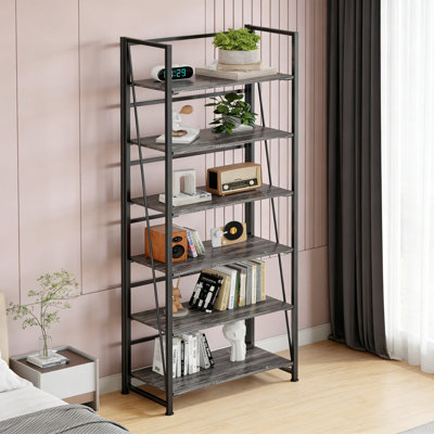 Bibliothèque pliante multifonctionnelle et support de rangement, organisateur à 6 niveaux pour le bureau à domicile, aucun assemblage requis