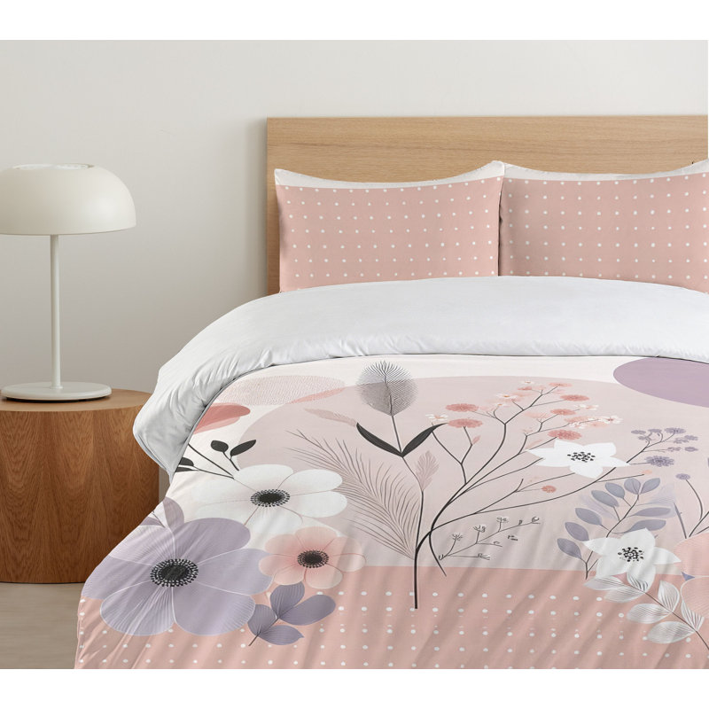 Mauve and Blush Floral California King Duvet Cover Set