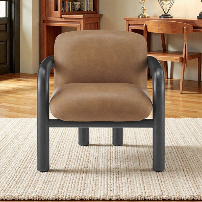 Chaise longue moderne avec accoudoirs arrondis - courbes sculpturales, Noir