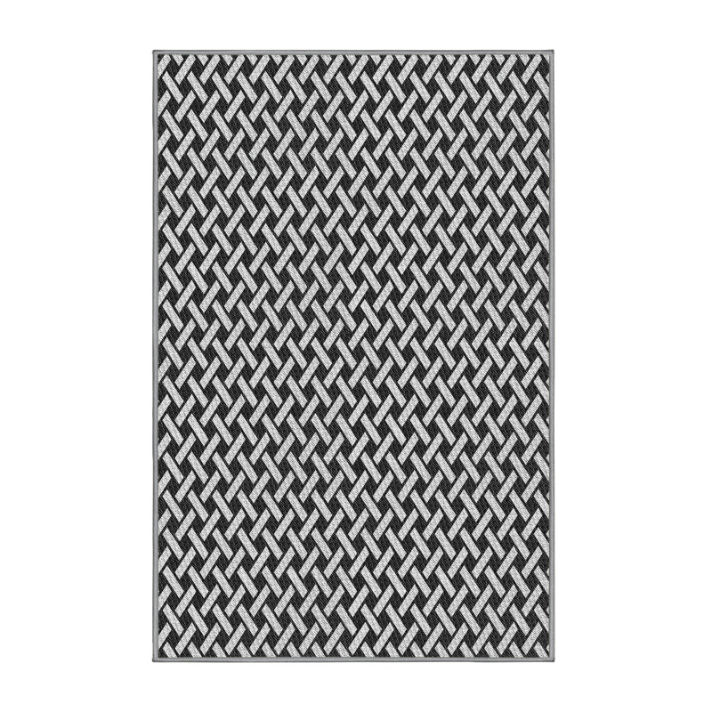 Tapis noir/blanc à motifs, Rectangle 5 pi x 7 pi