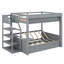 Lit superposé convertible double en bois avec escalier de rangement, table d'appoint et 3 tiroirs-225058055