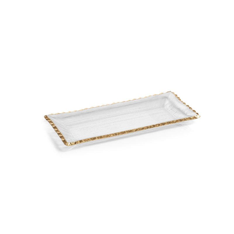 Hughe Glass Tray - Set of 2, 1.25" H x 14.5" W x 6.5" D