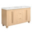 Meuble-lavabo double 59,1 po avec plateau en résine, 4 portes, 3 tiroirs, tablettes réglables et conception à fermeture en douceur
