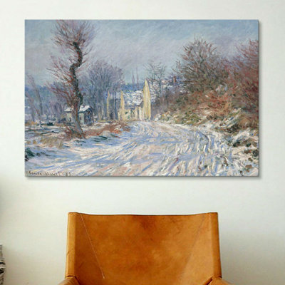 «Route Deggiverny En Hiver 1885» par Claude Monet, reproduction d'art sur toile tendue