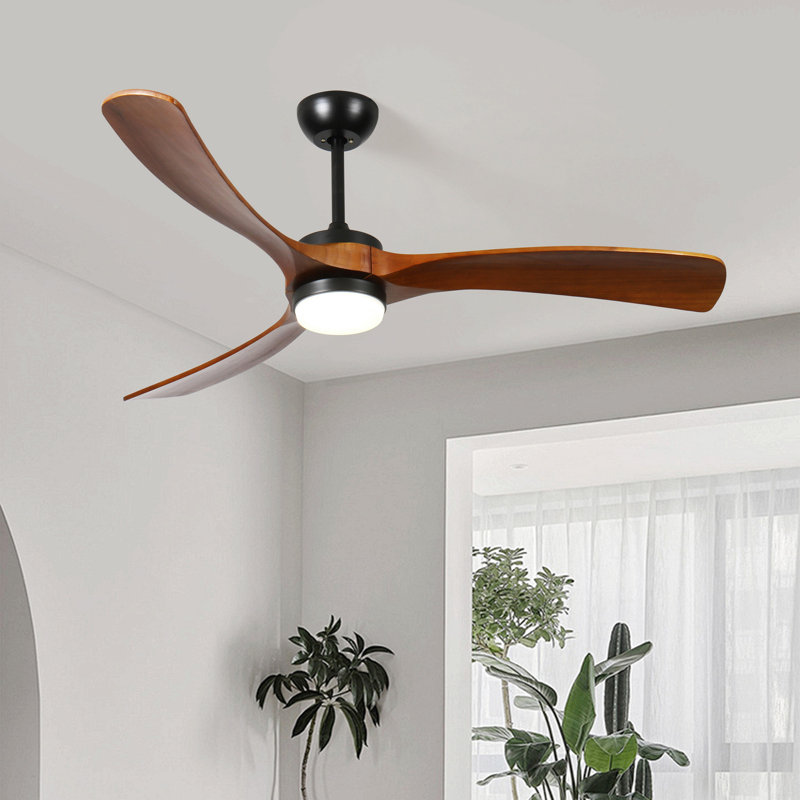 60-Inch 3-Blade Solid Wood Ceiling Fan Light