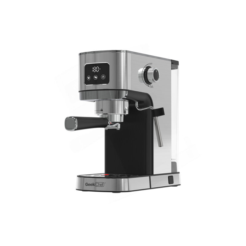 Geek Chef Espresso Machine, Cappuccino & Latte Machine With ESE POD Filter & Milk Frother Steam Wand, Accurate Temperature & Time Control, Compact Coffee Machine For Home,Stainless Steel