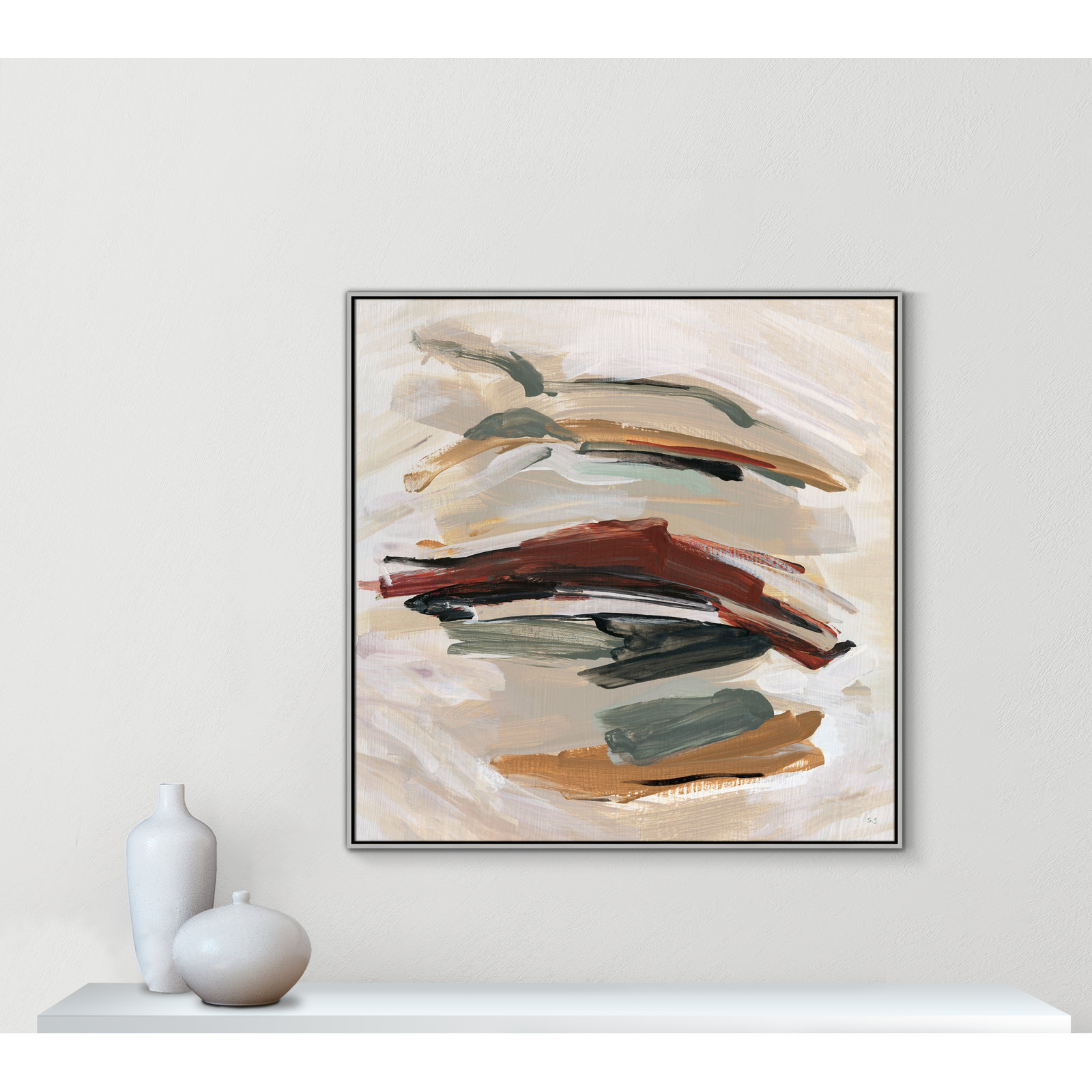 Carmina "Spring Shadows" Painting by Susan Jill, 46.5" H x 46.5" W, Silver