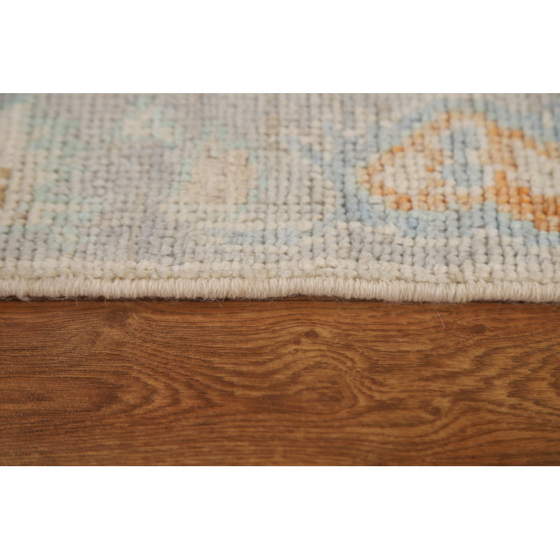Tapis beige en laine noué à la main de conception unique nouvel âge 2 pi x 2 pi 11 po Sarujan