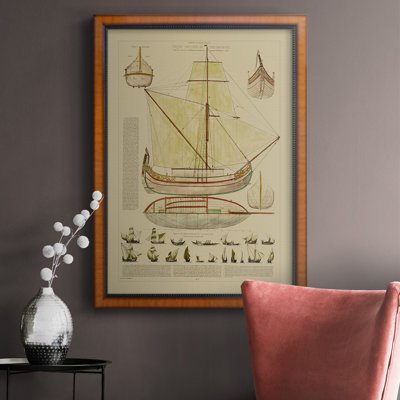 Antique Ship Plan I, toile encadrée de qualité supérieure - prête à être accrochée