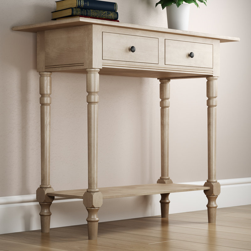 Brookshire 239.22cm Solid Wood Console Table, Vintage Grey