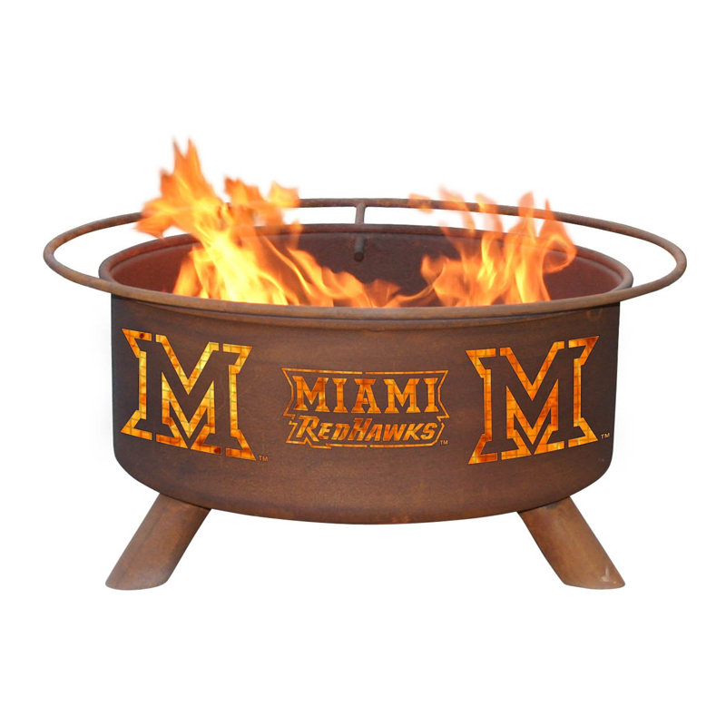 Collegiate Series 16" H x 30" W Steel Outdoor Fire Pit with Lid, Miami University