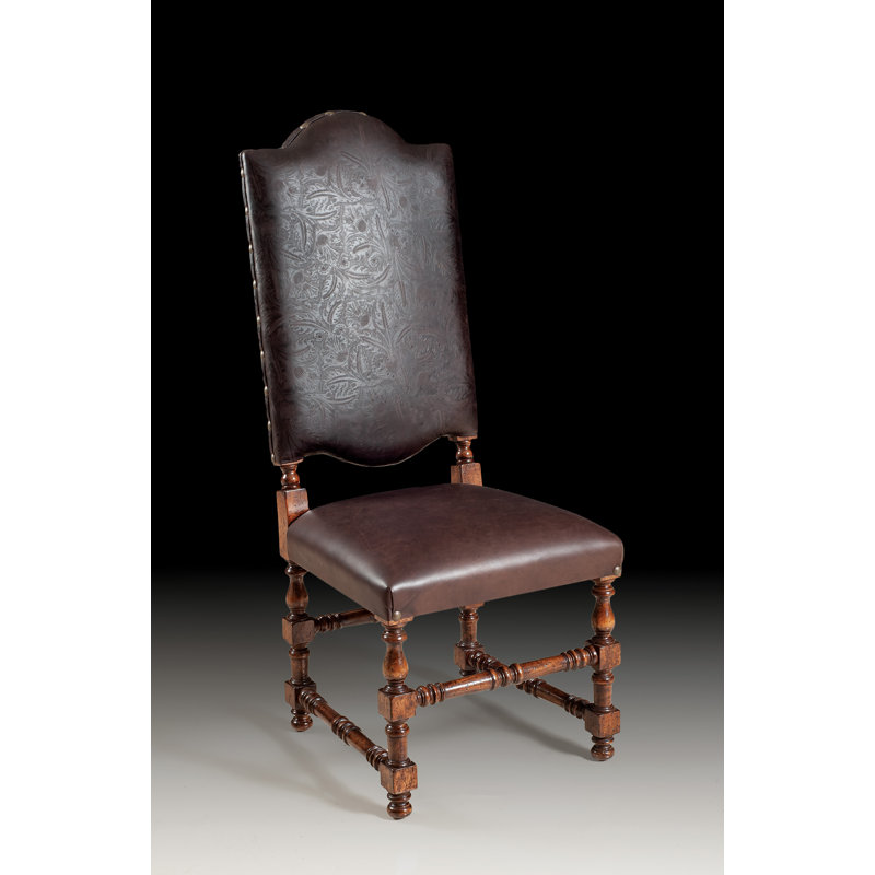 Leather Upholstered Side Chair in Brown