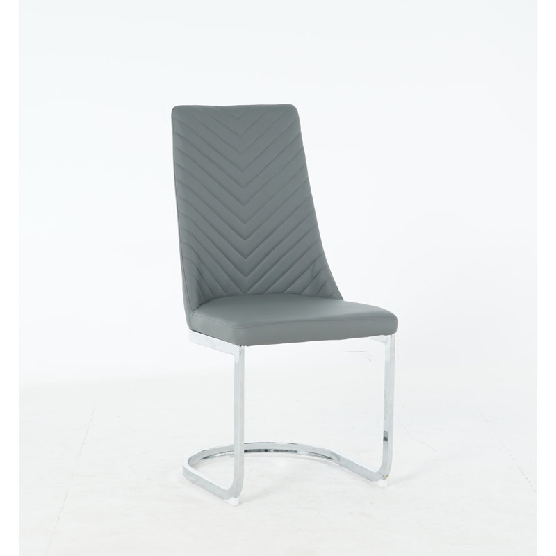 Upholstered Cantilever Chair in White, Dark Grey