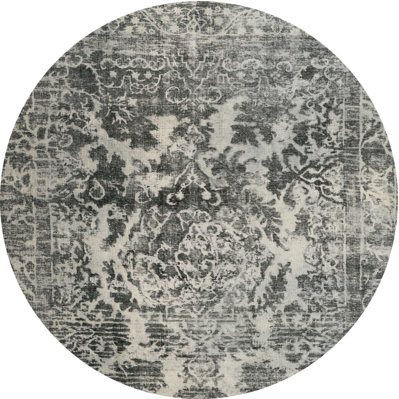 Tapis gris clair Dedmon, Rond 4 pi
