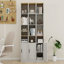72 po de hauteur, armoire de rangement mince de 72 po, armoire de salle de bain autoportante étroite à 6 niveaux avec 1 porte et 2 tablettes réglables, étagères de rangement pour bibliothèque, armoire de rangement pour CD, DVD, blanc antique