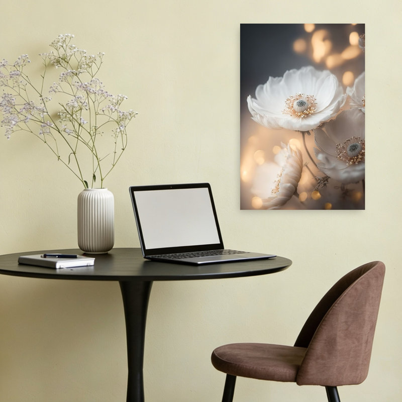 Fleurs éthérées - Affiche murale contemporaine, H 24 po x l 16 po