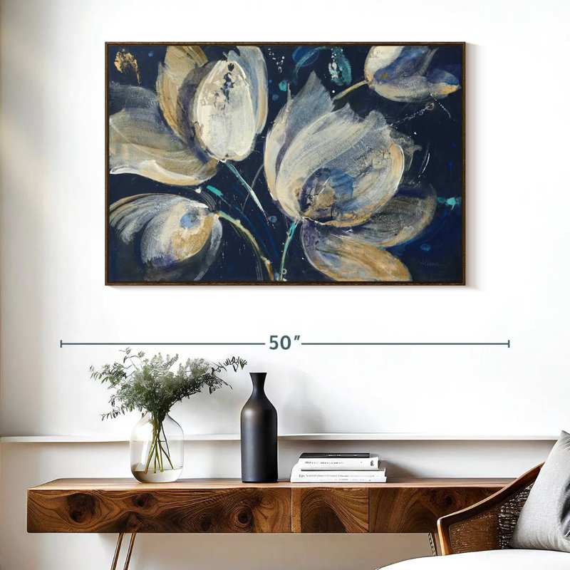 Jardin de minuit, Cadre flottant noyer, 40 po x 27 po