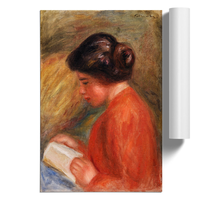 Young Woman Reading by Pierre Auguste Renoir - Frameless Print, 30cm H x 21cm W x 0.1cm D